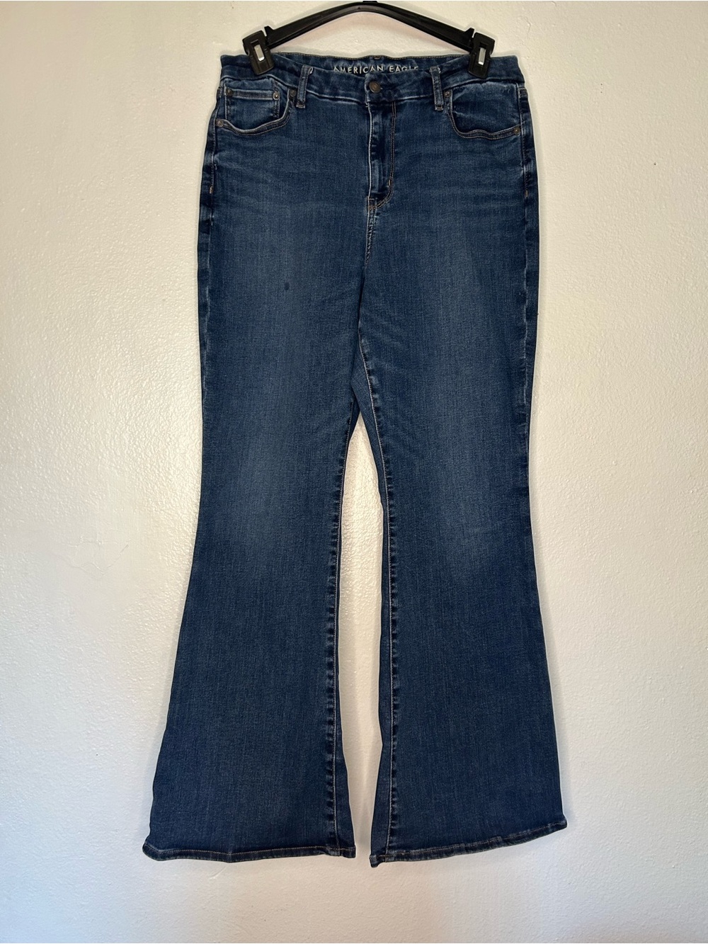 AE Women's Dark Blue Curvy Super High Rise Flare Bootcut Jeans